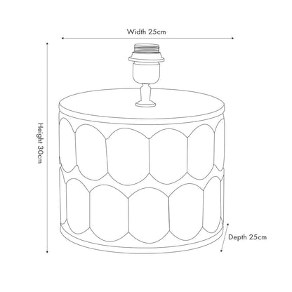 Rustic Black Mango Wood Table Lamp with White Linen Drum Shade – Hand-Carved Scallop Design Wooden Light  Dimensions 50x40x40cm - Click Style