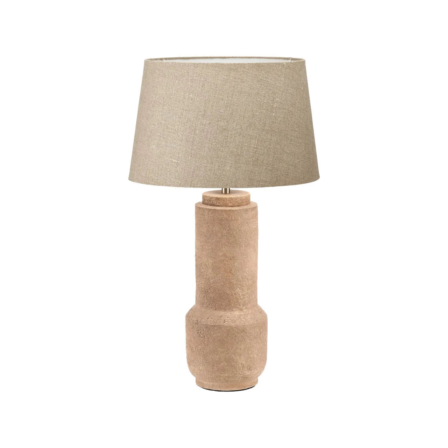 Rustic Brown Stoneware Cylindrical Table Lamp Base with Contemporary Textured Concrete & Ceramic Light Base 45x15x15cm | Click Style