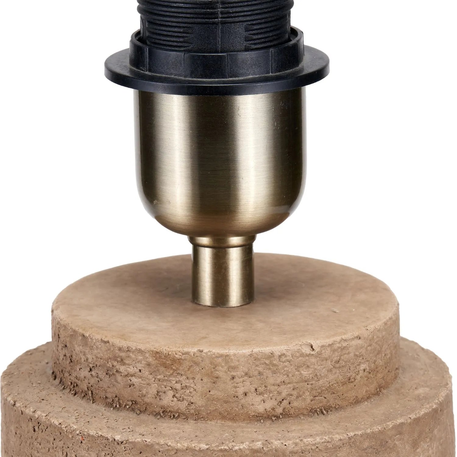 Rustic Brown Stoneware Cylindrical Table Lamp Base with Contemporary Textured Concrete & Ceramic Light Base 45x15x15cm | Click Style