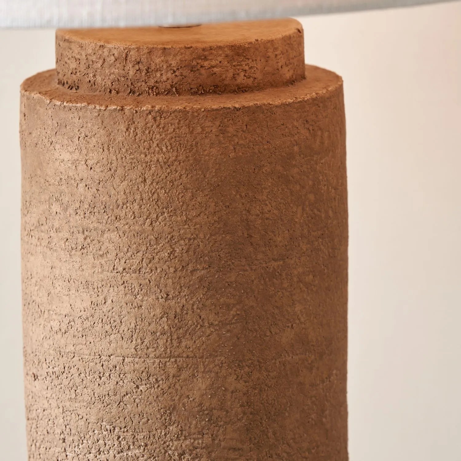Rustic Brown Stoneware Cylindrical Table Lamp Base with Contemporary Textured Concrete & Ceramic Light Base 45x15x15cm | Click Style