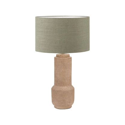 Rustic Brown Stoneware Cylindrical Table Lamp Base with Contemporary Textured Concrete & Ceramic Light Base 45x15x15cm | Click Style