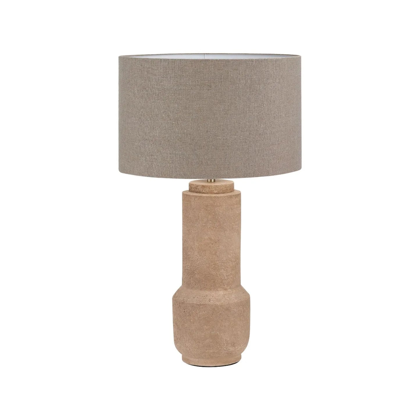 Rustic Brown Stoneware Cylindrical Table Lamp Base with Contemporary Textured Concrete & Ceramic Light Base 45x15x15cm | Click Style