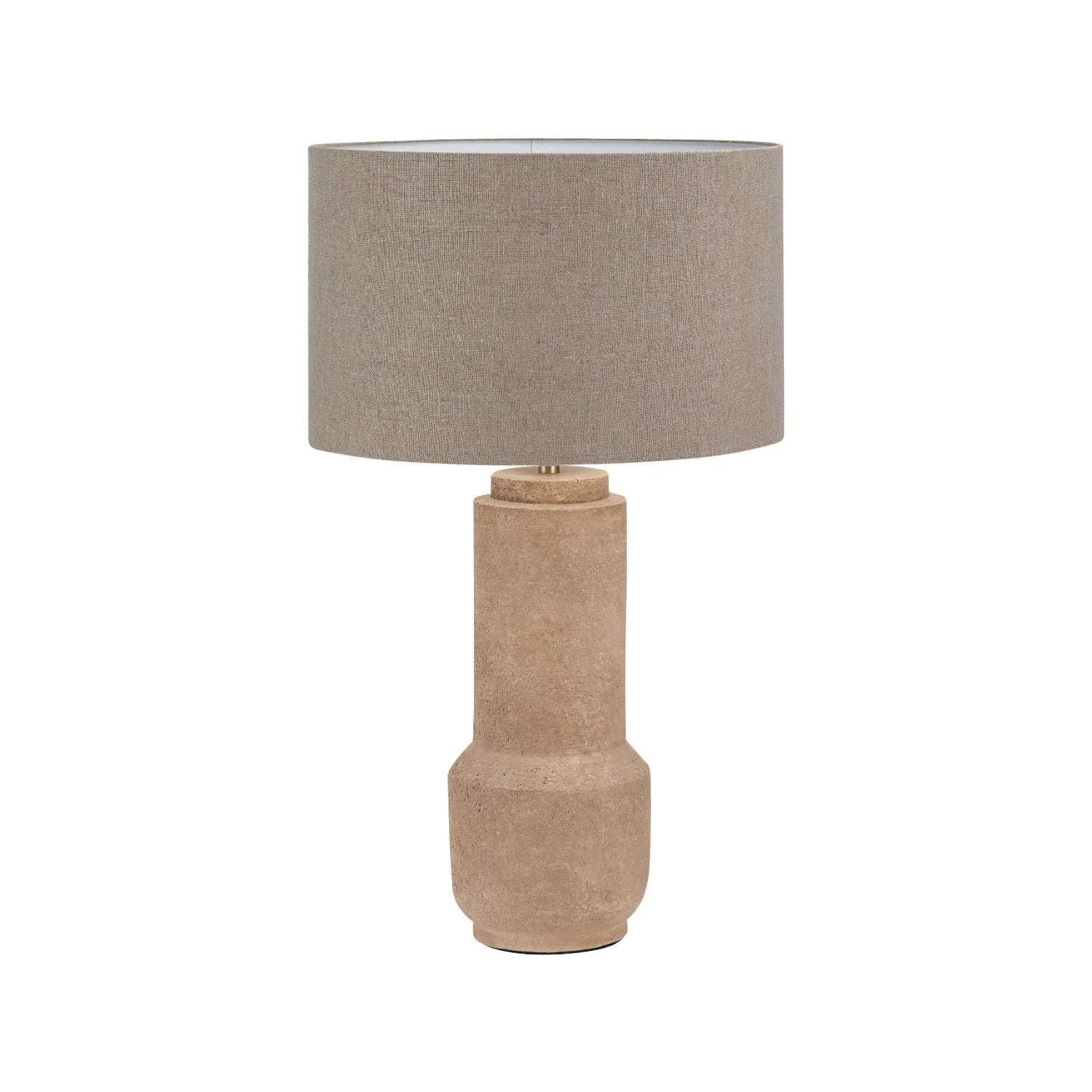 Rustic Brown Stoneware Cylindrical Table Lamp Base with Contemporary Textured Concrete & Ceramic Light Base 45x15x15cm | Click Style