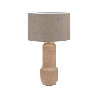 Rustic Brown Stoneware Cylindrical Table Lamp Base with Contemporary Textured Concrete & Ceramic Light Base 45x15x15cm | Click Style