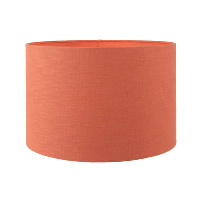 Rustic Brown Stoneware Cylindrical Table Lamp with 35cm Cinnamon Self-Lined Linen Drum Shade – Textured Concrete-Effect Ceramic Light Base 64x35x35cm | Click Style