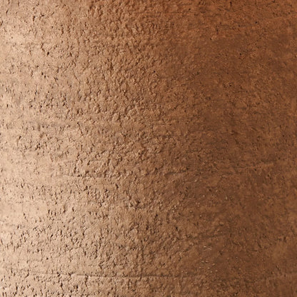 Rustic Brown Stoneware Cylindrical Table Lamp with 35cm Cinnamon Self-Lined Linen Drum Shade – Textured Concrete-Effect Ceramic Light Base 64x35x35cm | Click Style