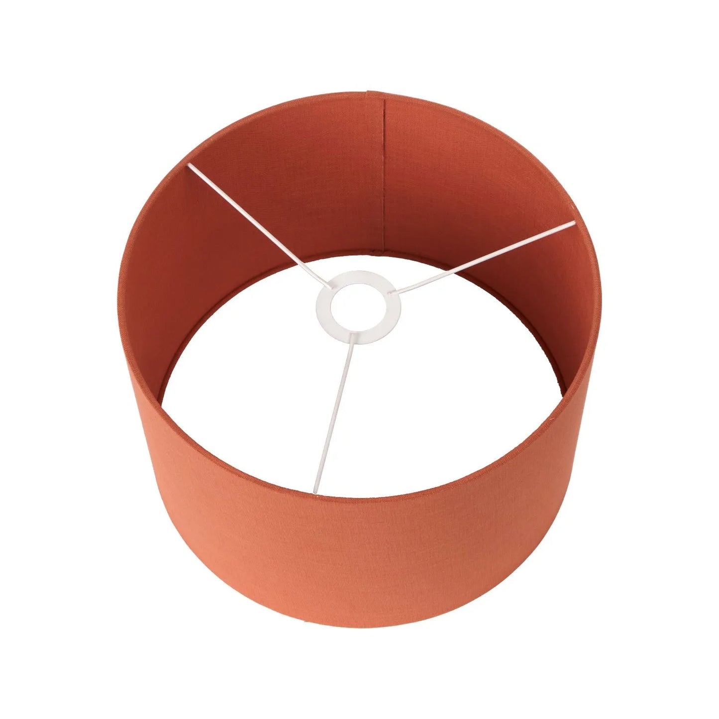 Rustic Brown Stoneware Cylindrical Table Lamp with 35cm Cinnamon Self-Lined Linen Drum Shade – Textured Concrete-Effect Ceramic Light Base 64x35x35cm | Click Style