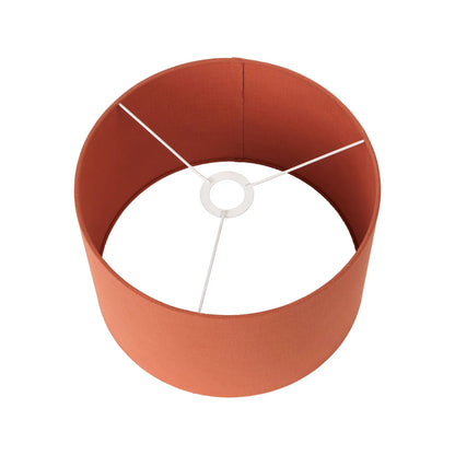 Rustic Brown Stoneware Cylindrical Table Lamp with 35cm Cinnamon Self-Lined Linen Drum Shade – Textured Concrete-Effect Ceramic Light Base 64x35x35cm | Click Style