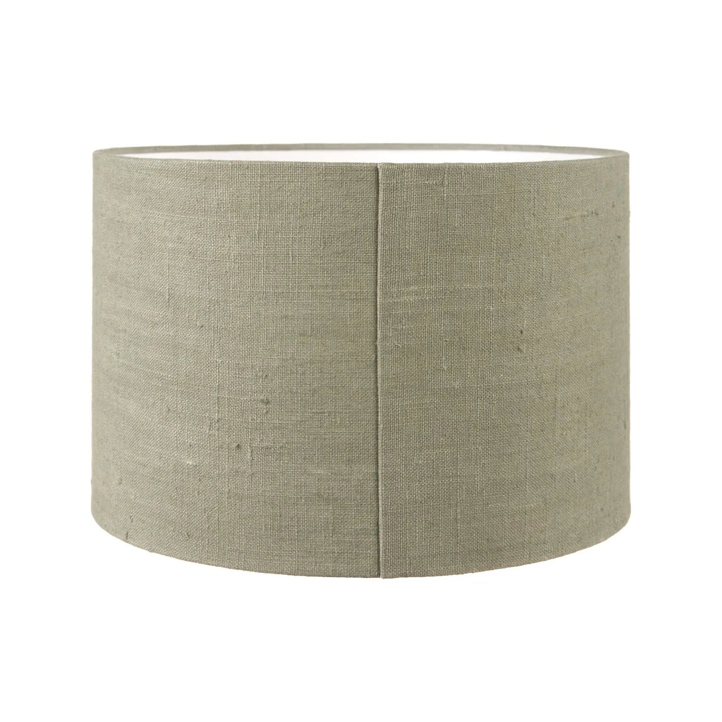 Rustic Brown Stoneware Cylindrical Table Lamp with 35cm Pistachio Green Linen Drum Shade – Textured Concrete-Effect Ceramic Light Base 64x35x35cm | Click Style