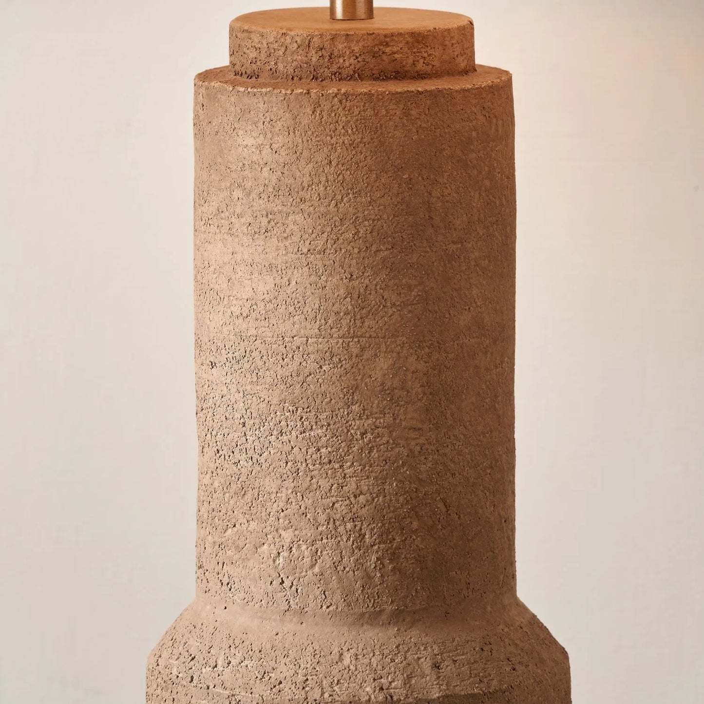 Rustic Brown Stoneware Cylindrical Table Lamp with 35cm Pistachio Green Linen Drum Shade – Textured Concrete-Effect Ceramic Light Base 64x35x35cm | Click Style