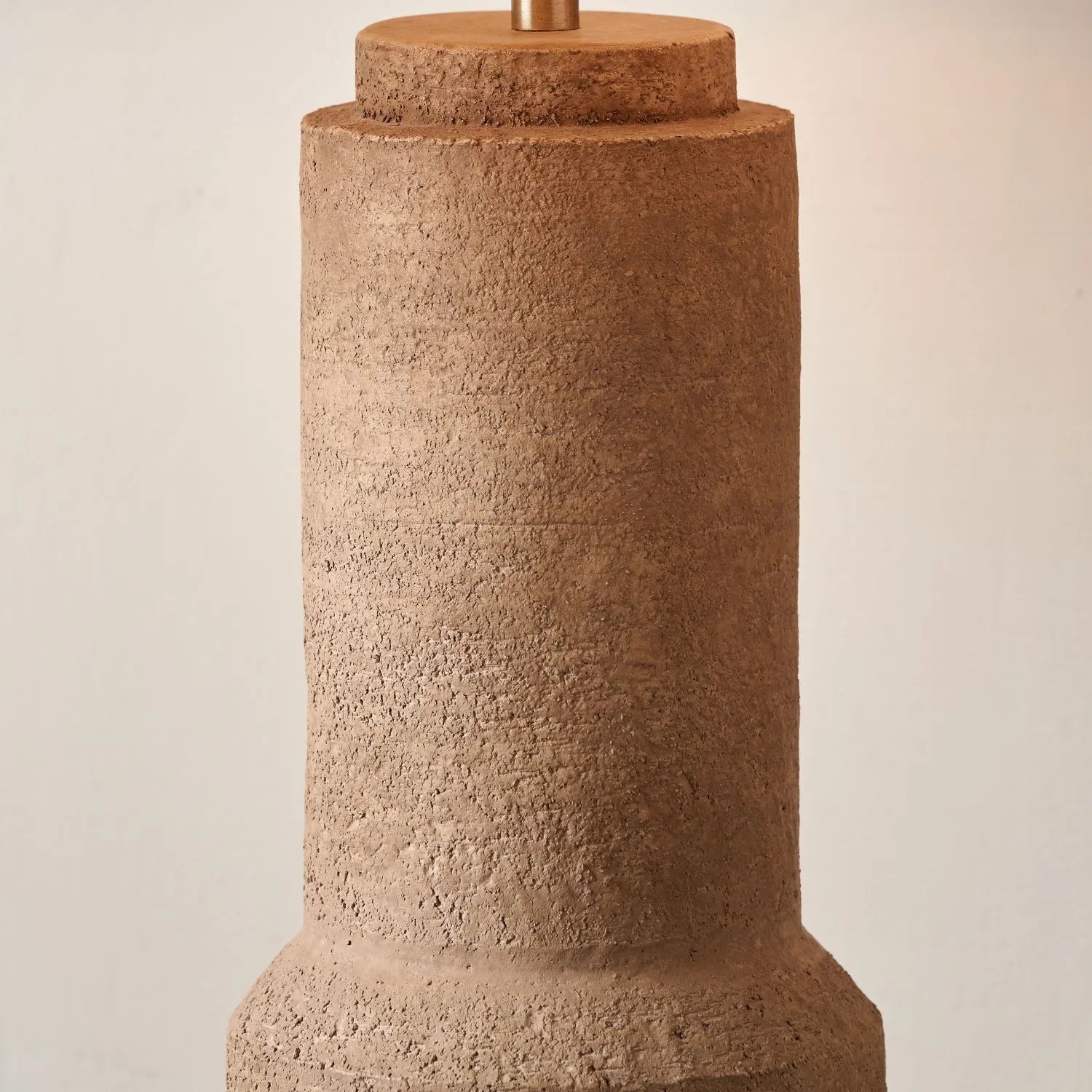 Rustic Brown Stoneware Cylindrical Table Lamp with 35cm Pistachio Green Linen Drum Shade – Textured Concrete-Effect Ceramic Light Base 64x35x35cm | Click Style