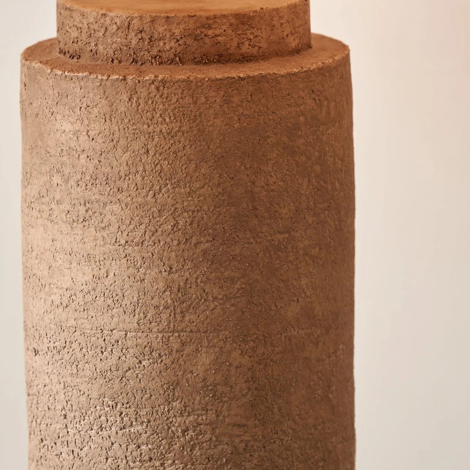 Rustic Brown Stoneware Cylindrical Table Lamp with 35cm Pistachio Green Linen Tapered Shade – Textured Concrete-Effect Ceramic Light Base 61x35x35cm | Click Style