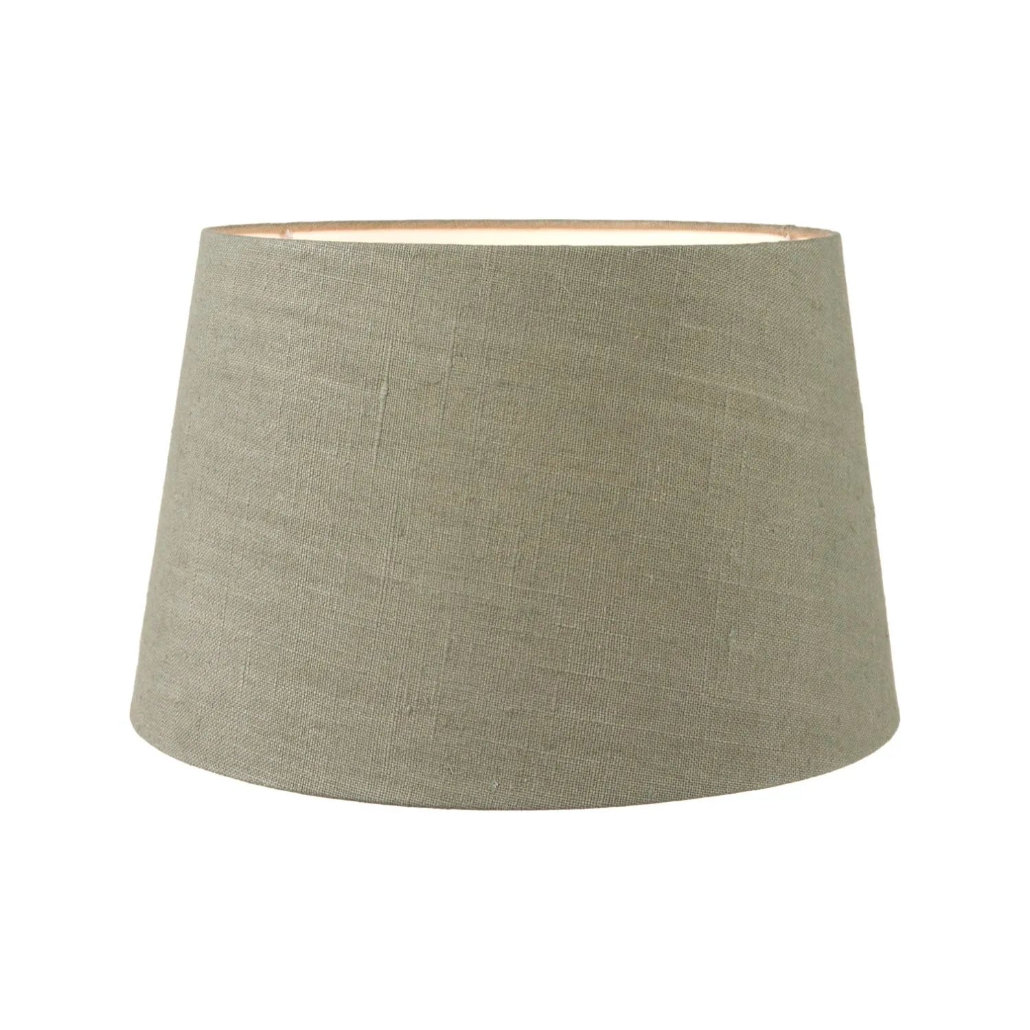 Rustic Brown Stoneware Cylindrical Table Lamp with 35cm Pistachio Green Linen Tapered Shade – Textured Concrete-Effect Ceramic Light Base 61x35x35cm | Click Style