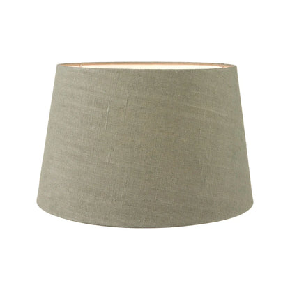 Rustic Brown Stoneware Cylindrical Table Lamp with 35cm Pistachio Green Linen Tapered Shade – Textured Concrete-Effect Ceramic Light Base 61x35x35cm | Click Style