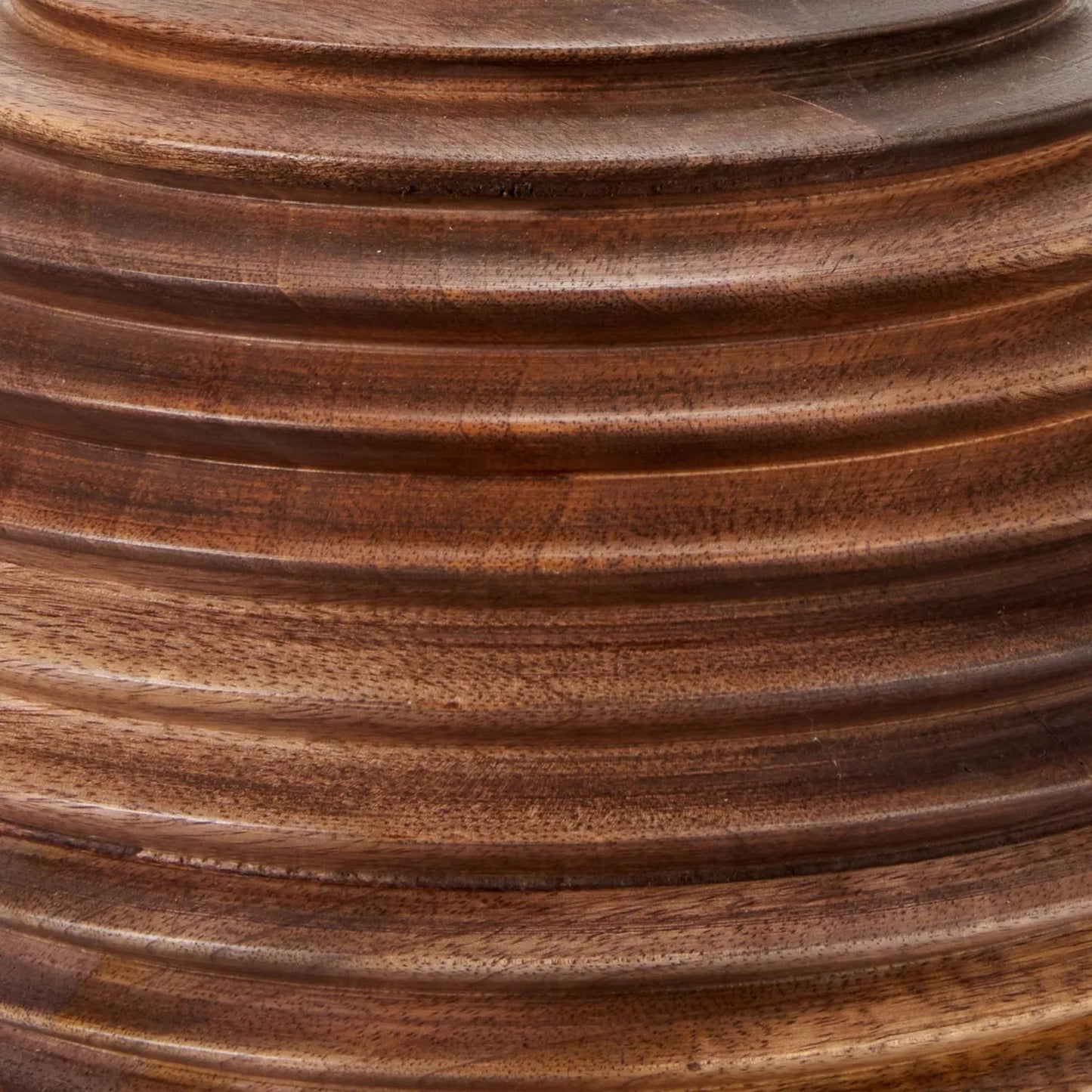 Rustic Brown-Washed Mango Wood Table Lamp Base with Hand-Turned Sculpted Tiers – Rounded Wooden Light Base 27x22x22cm - Click Style