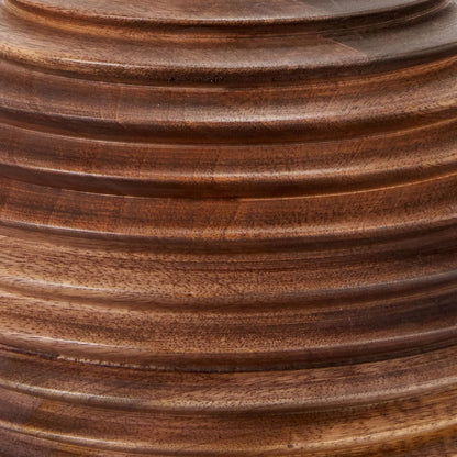 Rustic Brown-Washed Mango Wood Table Lamp Base with Hand-Turned Sculpted Tiers – Rounded Wooden Light Base 27x22x22cm - Click Style