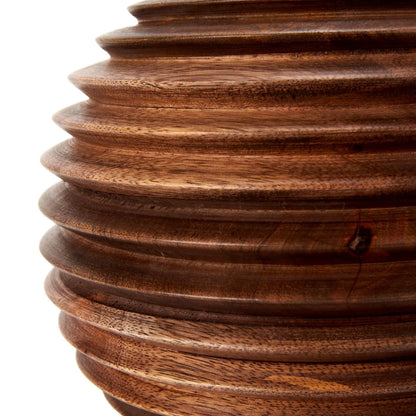 Rustic Brown-Washed Mango Wood Table Lamp Base with Hand-Turned Sculpted Tiers – Rounded Wooden Light Base 27x22x22cm - Click Style