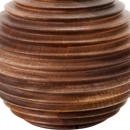 Rustic Brown-Washed Mango Wood Table Lamp Base with Hand-Turned Sculpted Tiers – Rounded Wooden Light Base 27x22x22cm - Click Style