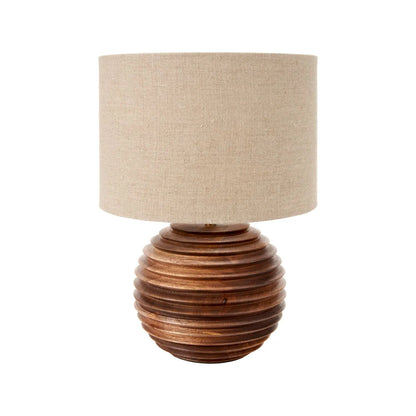 Rustic Brown-Washed Mango Wood Table Lamp Base with Hand-Turned Sculpted Tiers – Rounded Wooden Light Base 27x22x22cm - Click Style
