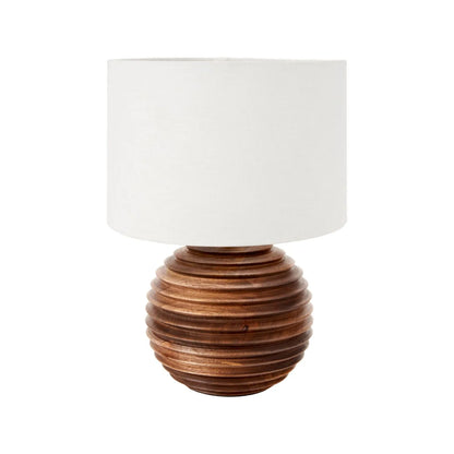 Rustic Brown-Washed Mango Wood Table Lamp Base with Hand-Turned Sculpted Tiers – Rounded Wooden Light Base 27x22x22cm - Click Style