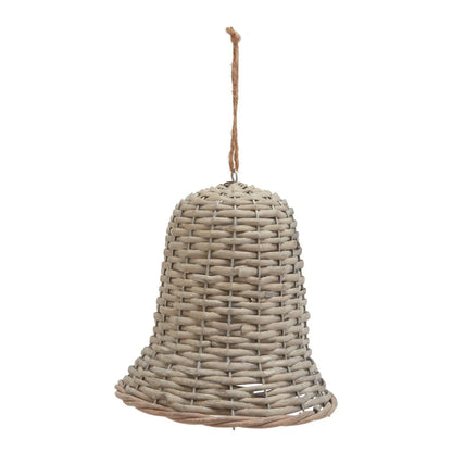 Rustic Brown Woven Wicker Christmas Bell Ornament with Hanging String – Large-Sized Christmas Decoration 20x12x12cm | Click Style