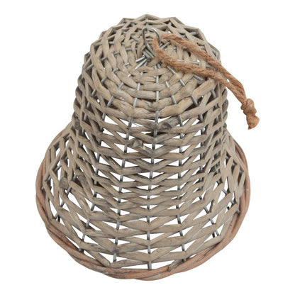 Rustic Brown Woven Wicker Christmas Bell Ornament with Hanging String – Medium-Sized Festive Decoration 15x8x8cm | Click Style