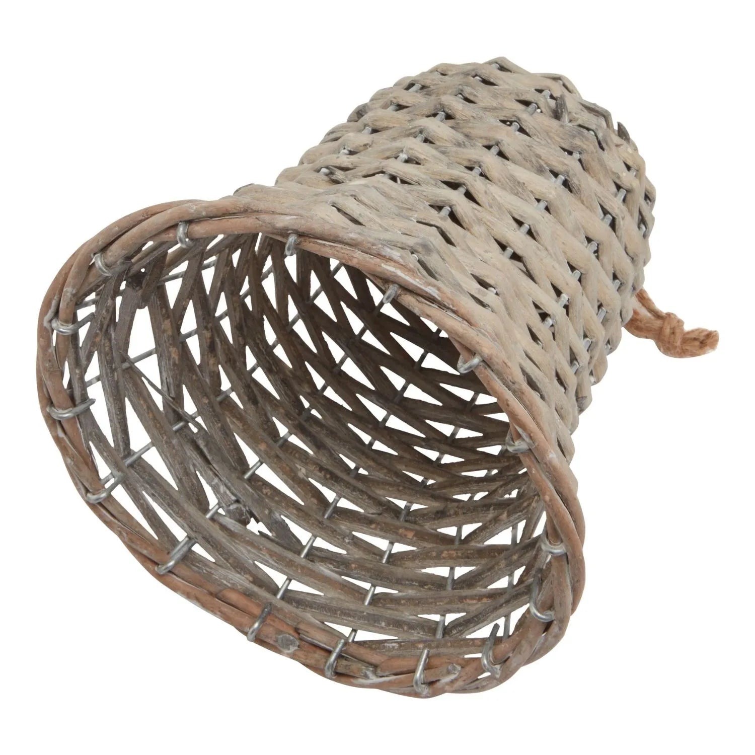 Rustic Brown Woven Wicker Christmas Bell Ornament with Hanging String – Medium-Sized Festive Decoration 15x8x8cm | Click Style