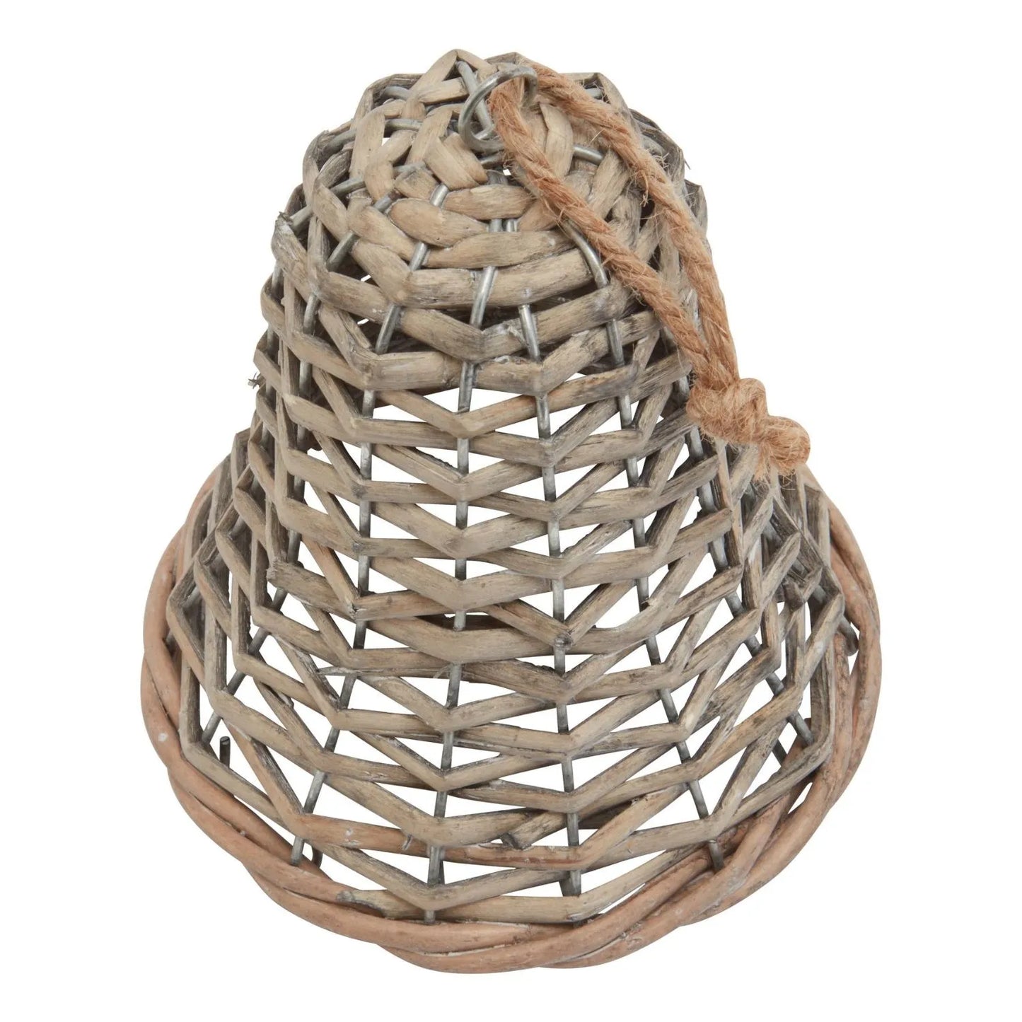 Rustic Brown Woven Wicker Christmas Bell Ornament with Hanging String – Small-Sized Christmas Decoration 12x7x7cm | Click Style