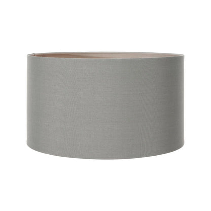 Rustic Grey-Washed Mango Wood Table Lamp with Grey Polycotton Drum Shade – Hand-Carved Wooden Light Base 44.5x30x30cm - Click Style