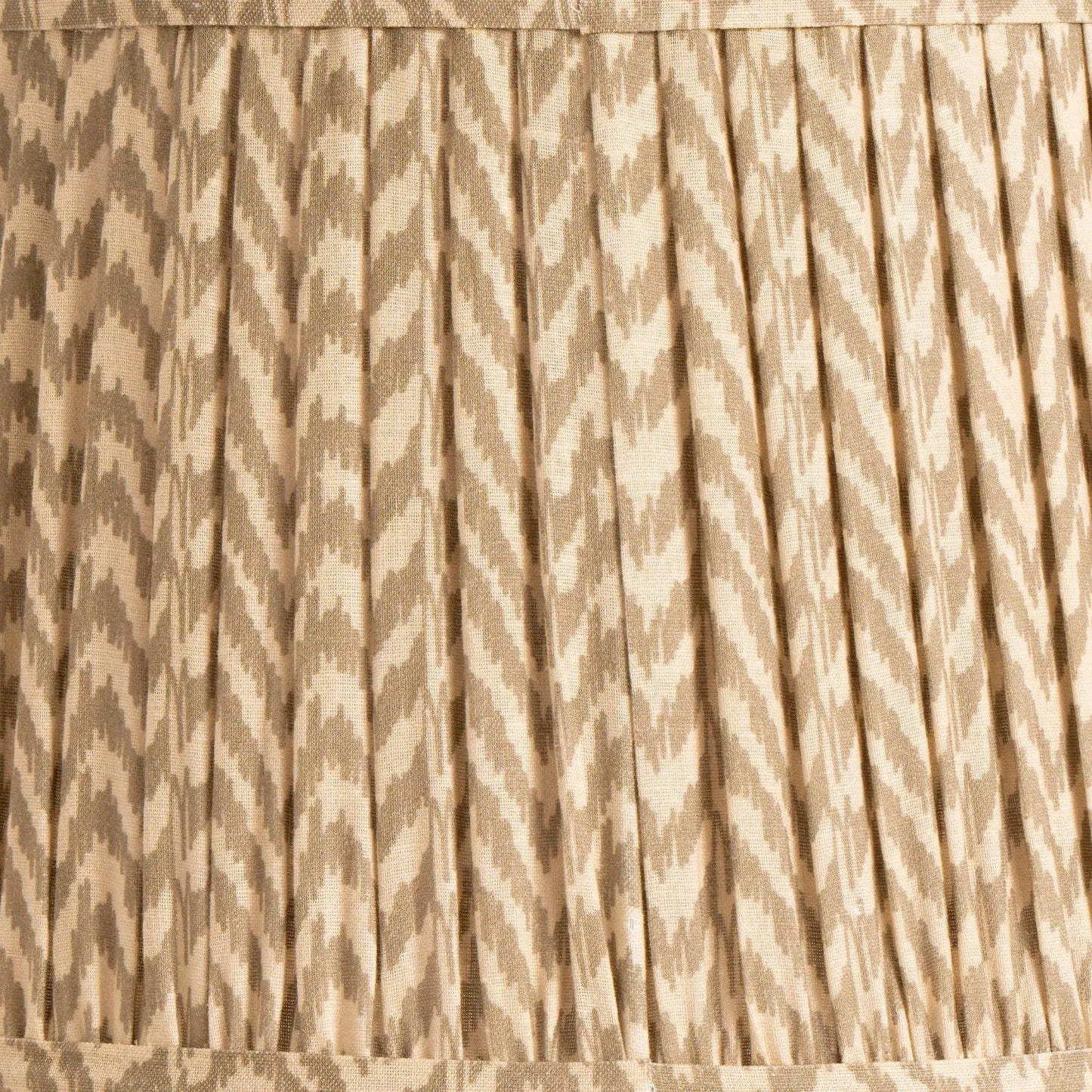 Rustic Neutral Grey & Beige-Washed Greige Stoneware Table Lamp with Vertical Grooved Detailing & 35cm Beige Taupe & White Chevron Mushroom Pleated Tapered Cotton Shade – Handcrafted Ceramic Light 56x35cm