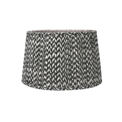 Rustic Neutral Grey & Beige-Washed Greige Stoneware Table Lamp with Vertical Grooved Detailing & 35cm Black & White Chevron Mushroom Pleated Tapered Cotton Shade – Handcrafted Ceramic Light 56x35x35cm | Click Style