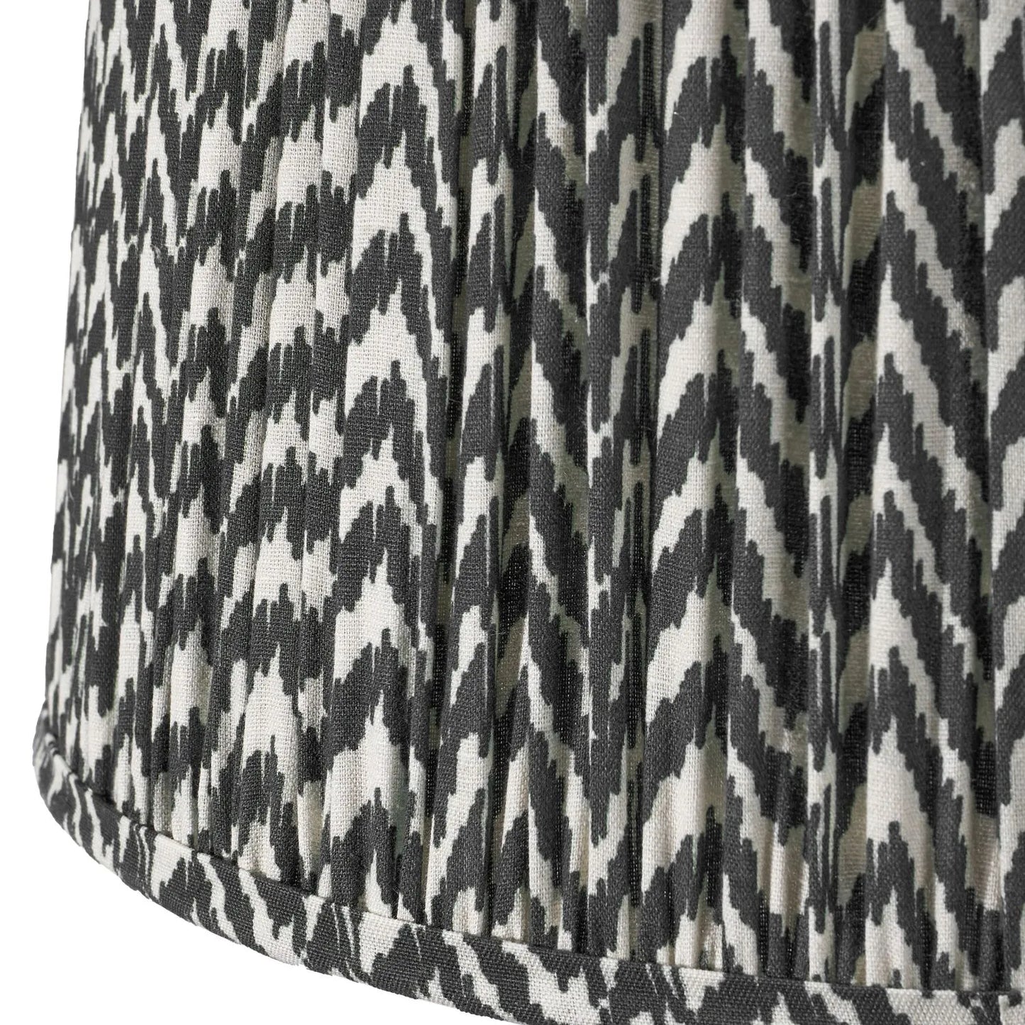 Rustic Neutral Grey & Beige-Washed Greige Stoneware Table Lamp with Vertical Grooved Detailing & 35cm Black & White Chevron Mushroom Pleated Tapered Cotton Shade – Handcrafted Ceramic Light 56x35x35cm | Click Style