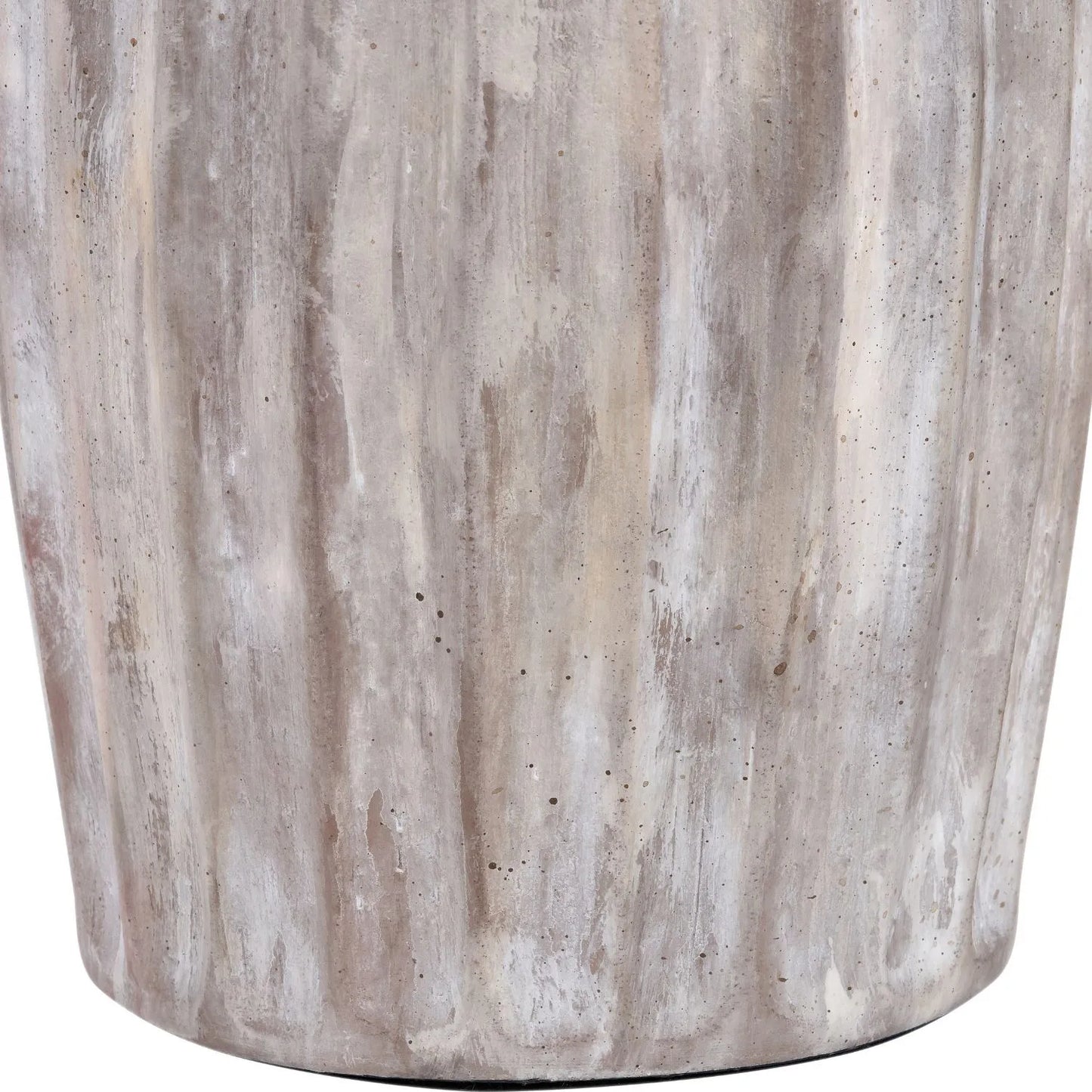 Rustic Neutral Grey & Beige-Washed Greige Stoneware Table Lamp with Vertical Grooved Detailing & 35cm Blue & White Chevron Mushroom Pleated Tapered Cotton Shade – Handcrafted Ceramic Light 56x35x35cm | Click Style