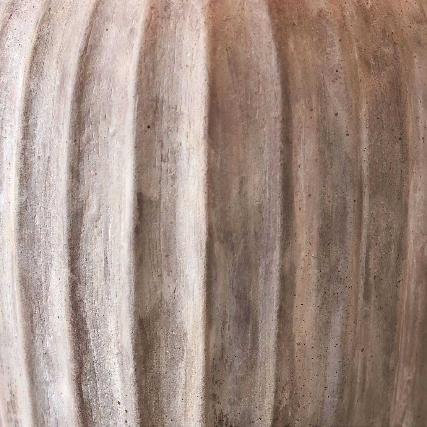 Rustic Neutral Grey & Beige-Washed Greige Stoneware Table Lamp with Vertical Grooved Detailing & 35cm Beige Taupe & White Chevron Mushroom Pleated Tapered Cotton Shade – Handcrafted Ceramic Light 56x35x35cm | Click Style