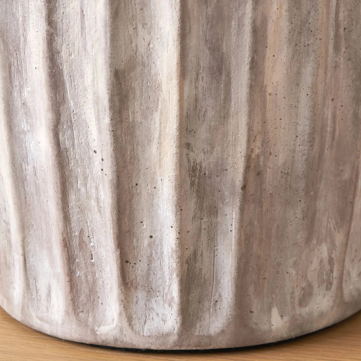 Rustic Neutral Grey and Beige-Washed Greige Stoneware Table Lamp Base with Vertical Grooved Detailing – Handcrafted Ceramic Light Base 39x20x20cm | Click Style