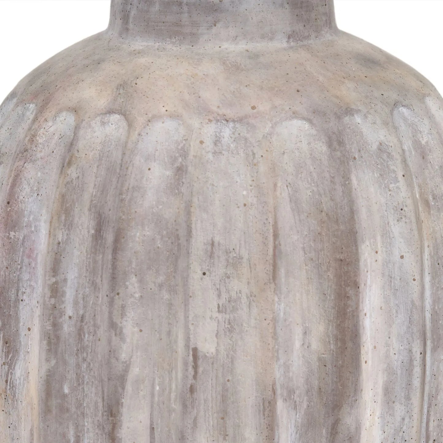 Rustic Neutral Grey and Beige-Washed Greige Stoneware Table Lamp Base with Vertical Grooved Detailing – Handcrafted Ceramic Light Base 39x20x20cm | Click Style