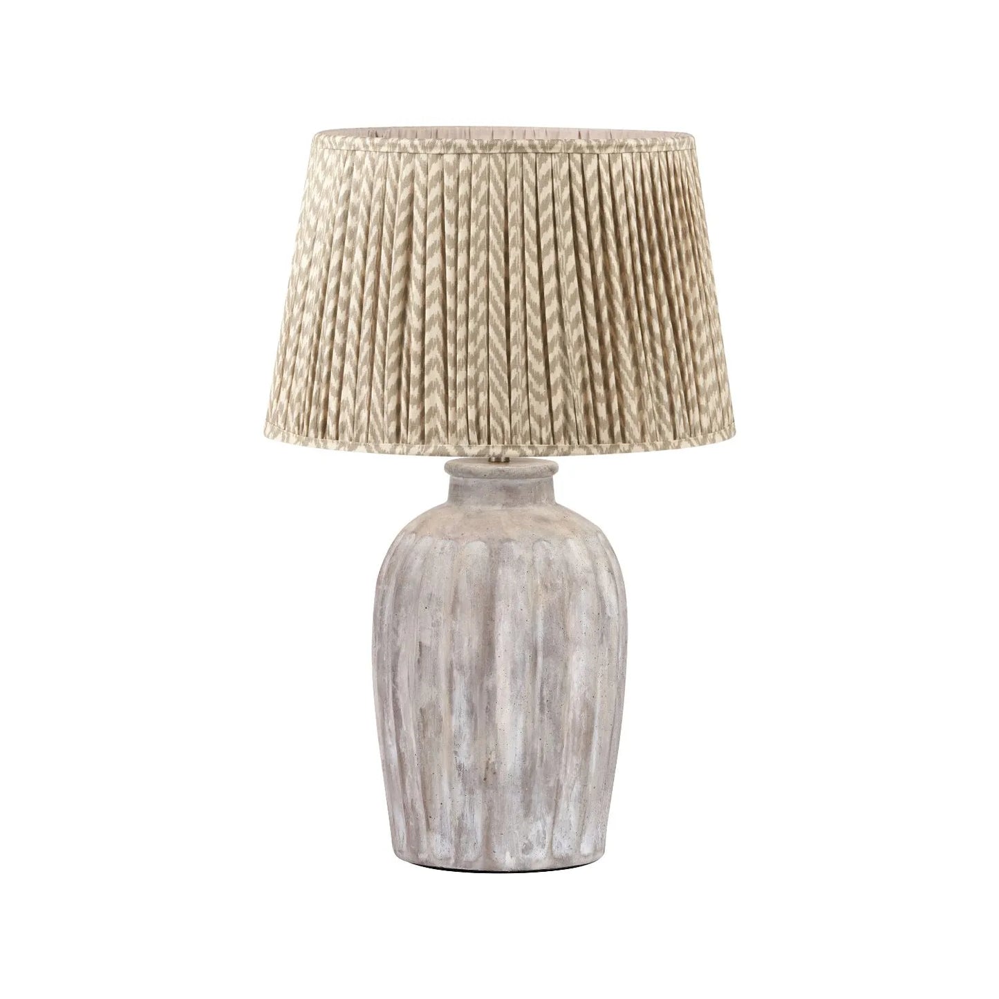 Rustic Neutral Grey and Beige-Washed Greige Stoneware Table Lamp Base with Vertical Grooved Detailing – Handcrafted Ceramic Light Base 39x20x20cm | Click Style