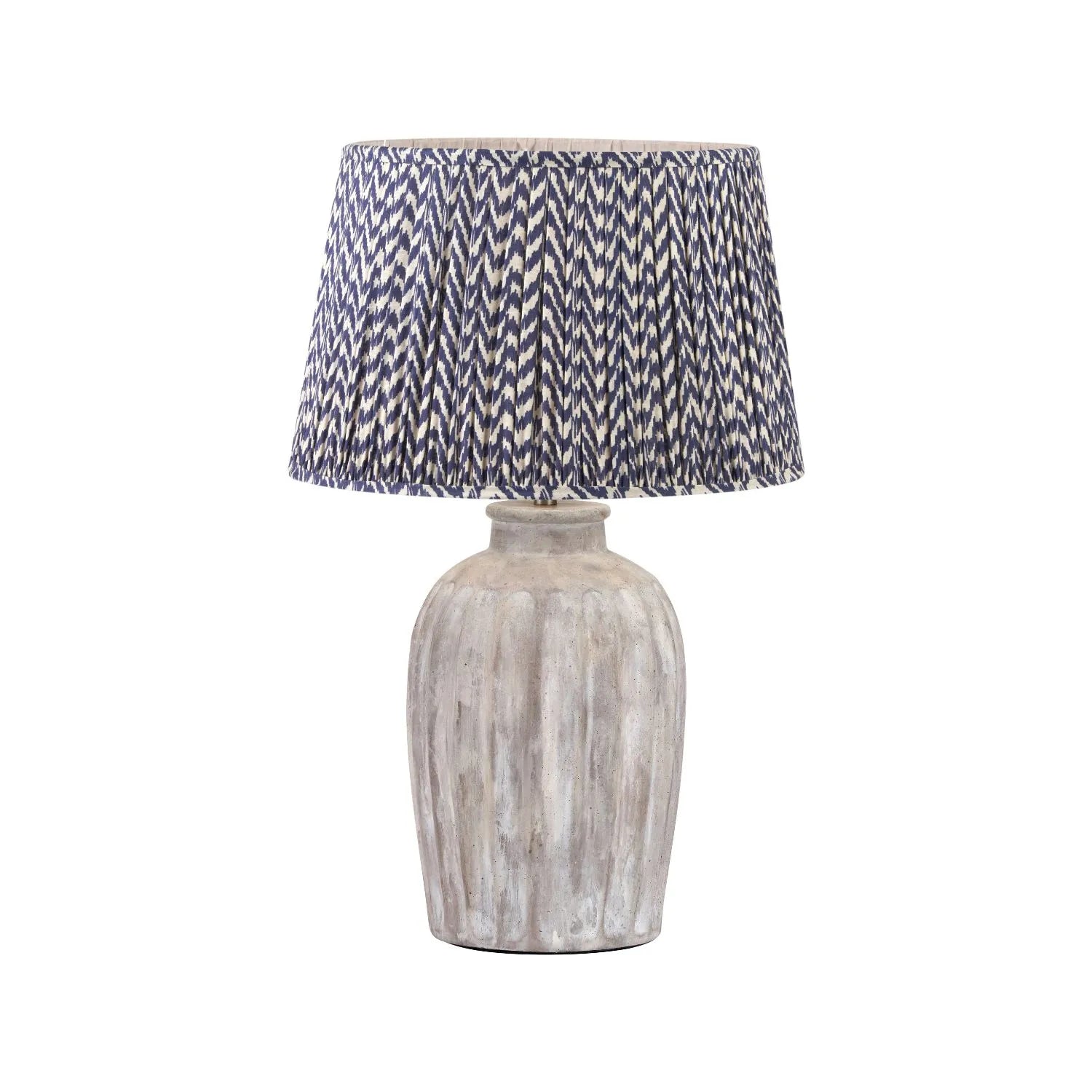 Rustic Neutral Grey and Beige-Washed Greige Stoneware Table Lamp Base with Vertical Grooved Detailing – Handcrafted Ceramic Light Base 39x20x20cm | Click Style