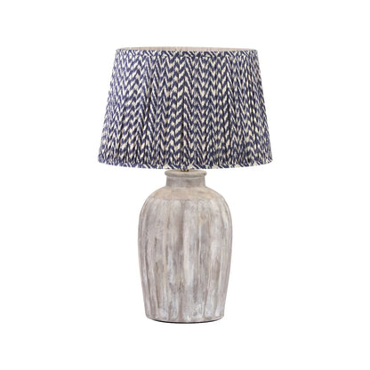 Rustic Neutral Grey and Beige-Washed Greige Stoneware Table Lamp Base with Vertical Grooved Detailing – Handcrafted Ceramic Light Base 39x20x20cm | Click Style