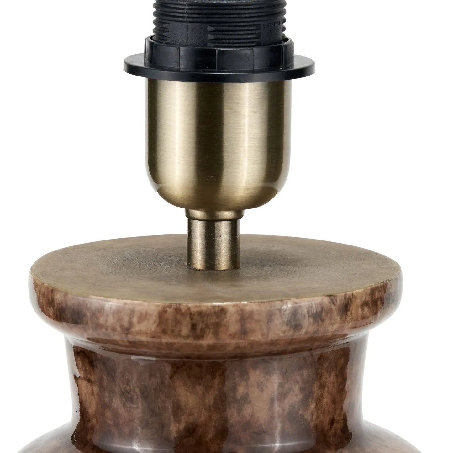 Rustic rich brown glazed artisan ceramic table lamp base with dot design – handmade stoneware tapered cylindrical light base 39x15x15cm | Click Style