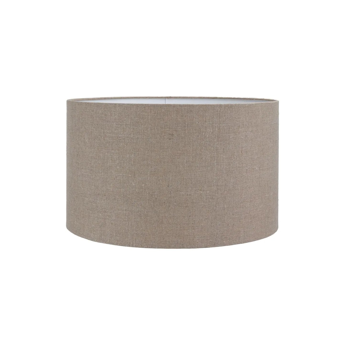 Rustic Rich Brown Glazed Artisan Ceramic Table Lamp with 35cm Natural Linen Drum Shade – Handmade Stoneware Dot Design Tapered Cylindrical Light 58x35x35cm | Click Style