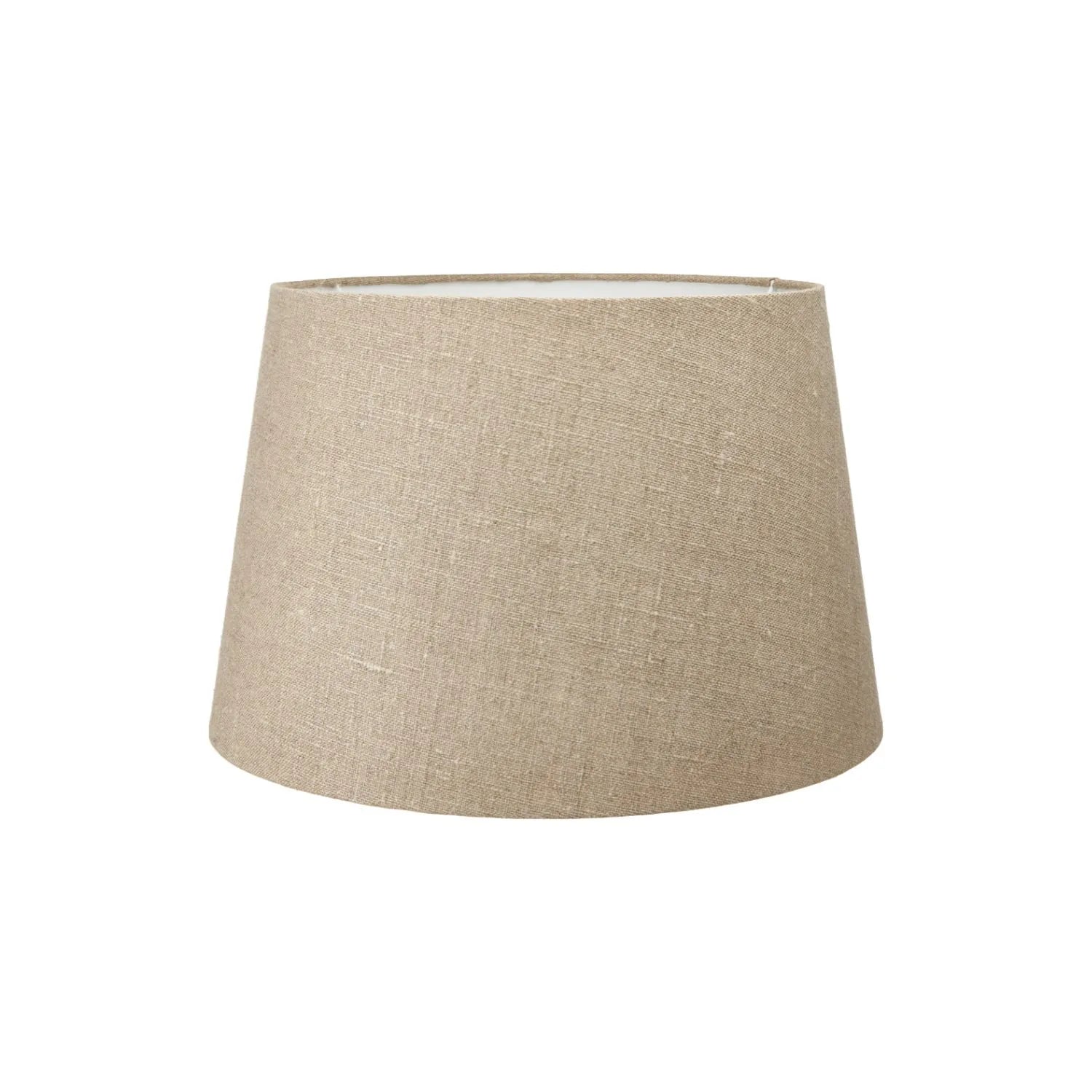 Rustic Rich Brown Glazed Artisan Ceramic Table Lamp with 35cm Natural Linen Tapered Shade – Handmade Stoneware Dot Design Tapered Cylindrical Light 55x35x35cm | Click Style