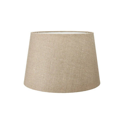 Rustic Rich Brown Glazed Artisan Ceramic Table Lamp with 35cm Natural Linen Tapered Shade – Handmade Stoneware Dot Design Tapered Cylindrical Light 55x35x35cm | Click Style