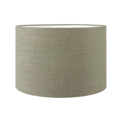 Rustic Rich Brown Glazed Artisan Ceramic Table Lamp with 35cm Pistachio Green Linen Drum Shade – Handmade Stoneware Dot Design Tapered Cylindrical Light 58x35x35cm | Click Style