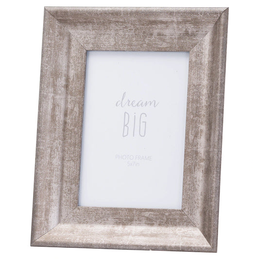 Rustic Silver Wooden Photo Frame 5x7 Inch – Neutral Picture Frame for Home Decor - Click Style