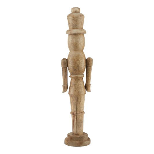 Rustic Wooden Soldier Nutcracker Ornament 50x12cm – Floor Standing Festive Christmas Decoration - Click Style