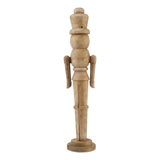 Rustic Wooden Soldier Nutcracker Ornament 60x14cm – Floor Standing Festive Christmas Decoration - Click Style