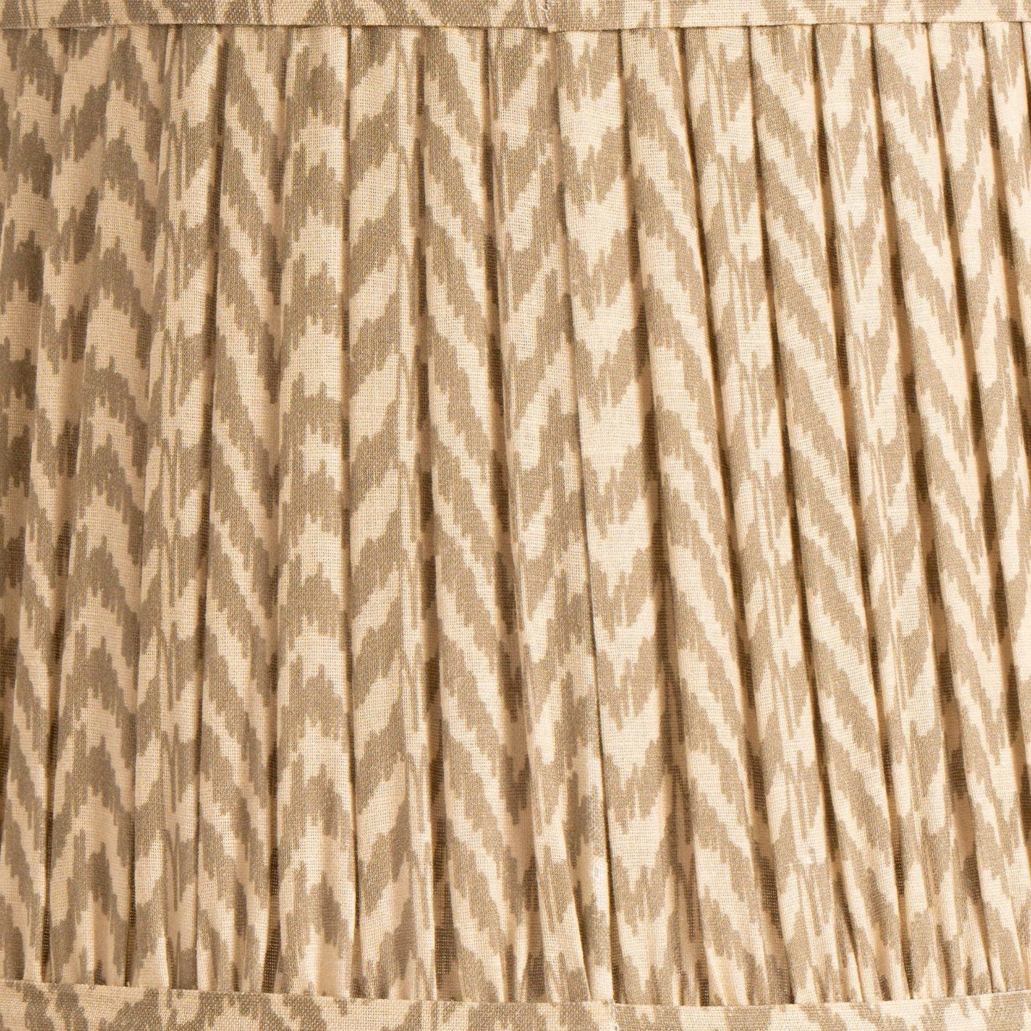 Rustic Neutral Grey & Beige-Washed Greige Stoneware Table Lamp with Vertical Grooved Detailing & 35cm Beige Taupe & White Chevron Mushroom Pleated Tapered Cotton Shade – Handcrafted Ceramic Light 56x35x35cm | Click Style