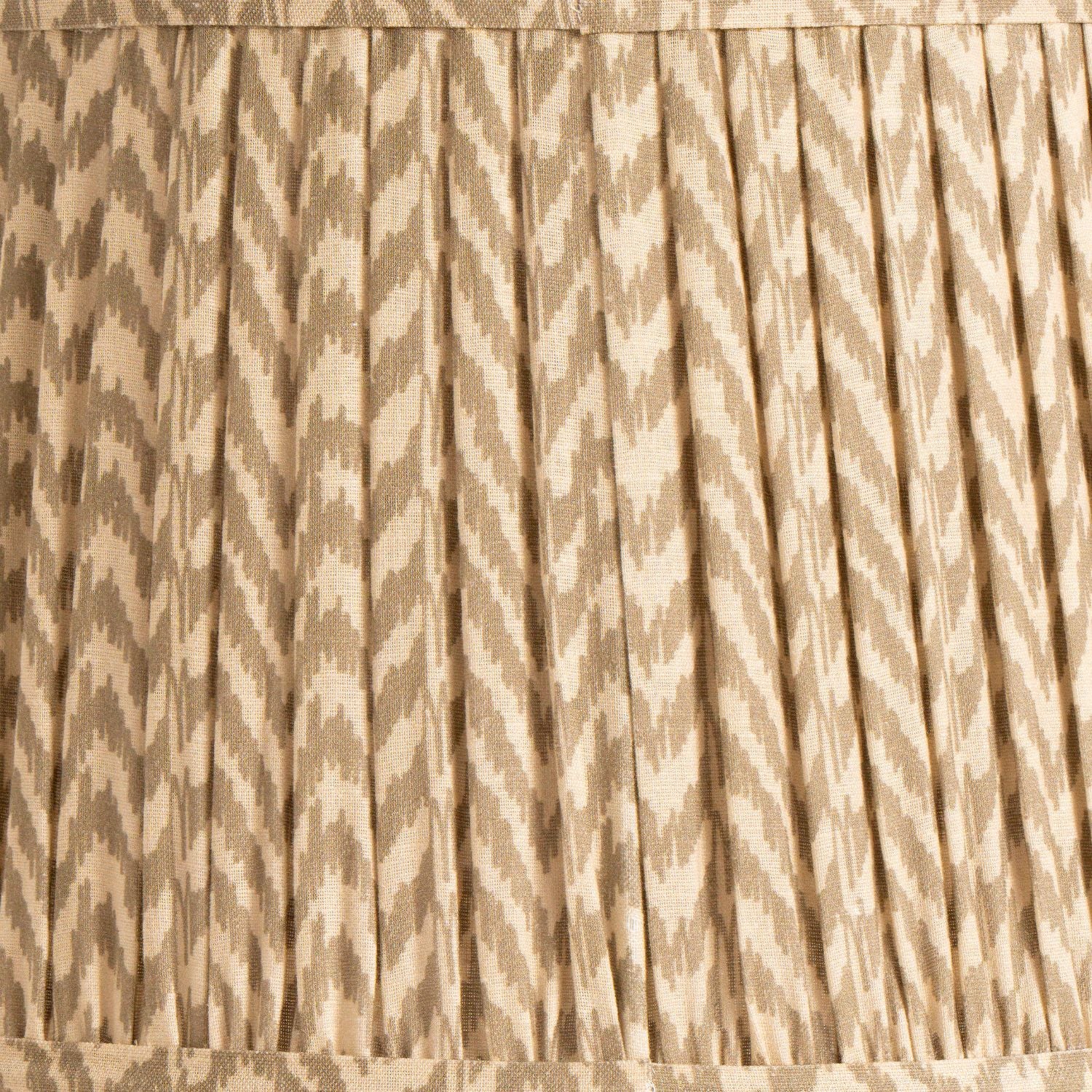 Rustic Neutral Grey & Beige-Washed Greige Stoneware Table Lamp with Vertical Grooved Detailing & 35cm Beige Taupe & White Chevron Mushroom Pleated Tapered Cotton Shade – Handcrafted Ceramic Light 56x35x35cm | Click Style