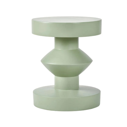 Sage Green Fibrestone Sculptural Pedestal Side Table – Modern Round Accent & Occasional Table 50x40x40cm - Click Style